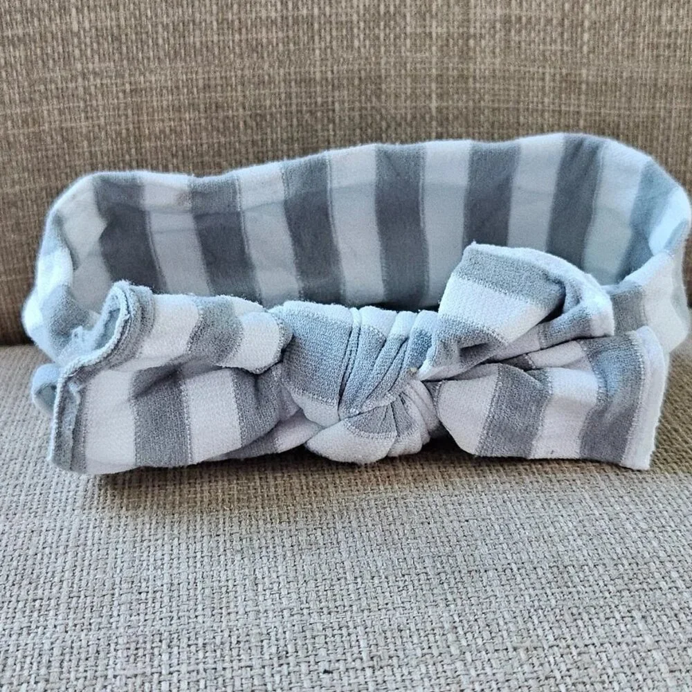 Baby Bling Headband Baby Girl Head Band Gray/White Classic Knot Head Wrap